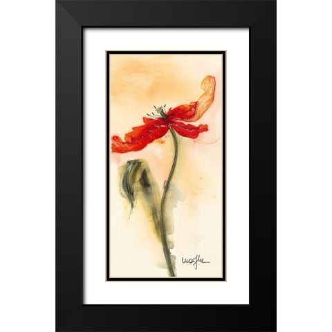 Tulipe II Black Modern Wood Framed Art Print with Double Matting by Marthe