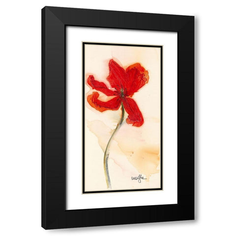 Tulipe III Black Modern Wood Framed Art Print with Double Matting by Marthe