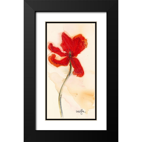 Tulipe III Black Modern Wood Framed Art Print with Double Matting by Marthe