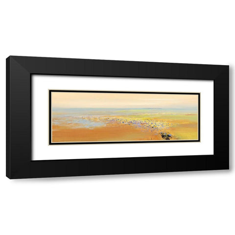 Pink Flowers Black Modern Wood Framed Art Print with Double Matting by Groenhart, Jan