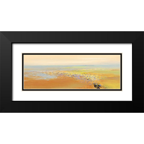 Pink Flowers Black Modern Wood Framed Art Print with Double Matting by Groenhart, Jan