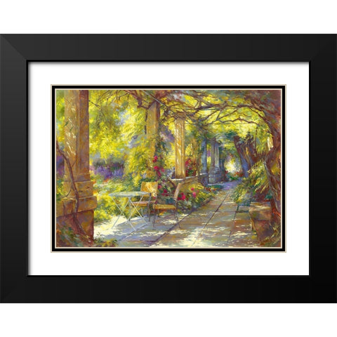Promenade provencale Black Modern Wood Framed Art Print with Double Matting by Messely, Johan