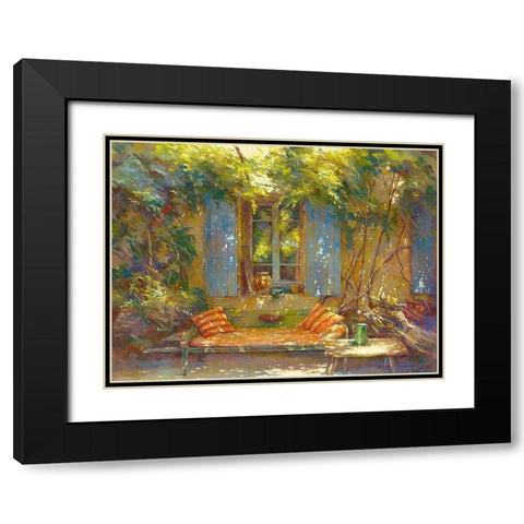 Sieste au sabot rouge Black Modern Wood Framed Art Print with Double Matting by Messely, Johan