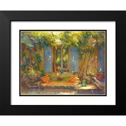 Sieste au sabot rouge Black Modern Wood Framed Art Print with Double Matting by Messely, Johan