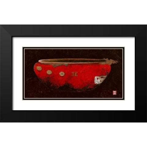 Asian Vasque Black Modern Wood Framed Art Print with Double Matting by Thiry, Diana