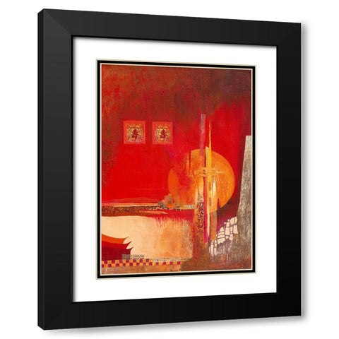Chinese Landscape Black Modern Wood Framed Art Print with Double Matting by Holtkamp, Margreet