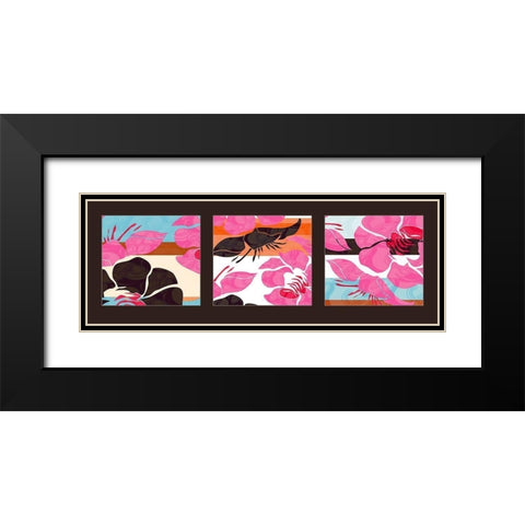 Kimono Black Modern Wood Framed Art Print with Double Matting by Talva Design