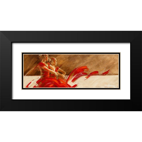 Duo in Red Black Modern Wood Framed Art Print with Double Matting by Meijering, Kitty