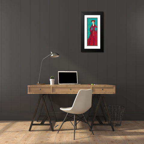 Myosotis Black Modern Wood Framed Art Print with Double Matting by Pillault, Loetitia