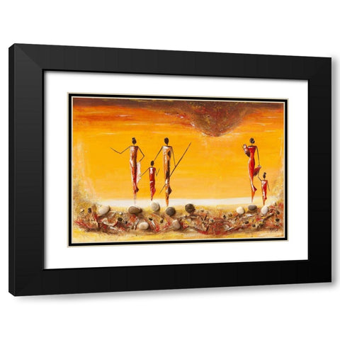 Plage Black Modern Wood Framed Art Print with Double Matting by Marso