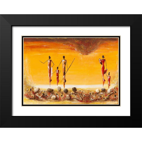 Plage Black Modern Wood Framed Art Print with Double Matting by Marso