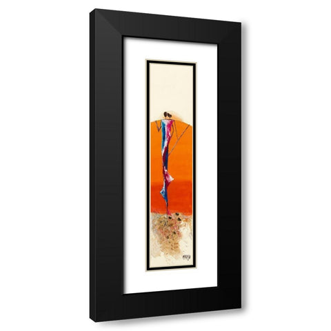 Duo Orange Black Modern Wood Framed Art Print with Double Matting by Marso
