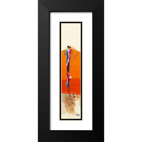 Duo Orange Black Modern Wood Framed Art Print with Double Matting by Marso