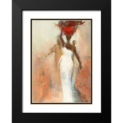 Silhouettes Africaines I Black Modern Wood Framed Art Print with Double Matting by Parise, Chantal