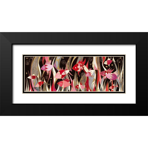 Poissons rouge et gris Black Modern Wood Framed Art Print with Double Matting by Wentzeis, Martine