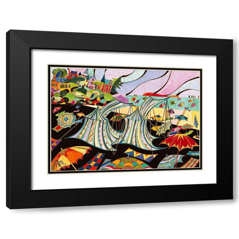 La plage de Dinard Black Modern Wood Framed Art Print with Double Matting by Wentzeis, Martine
