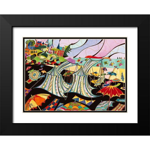 La plage de Dinard Black Modern Wood Framed Art Print with Double Matting by Wentzeis, Martine