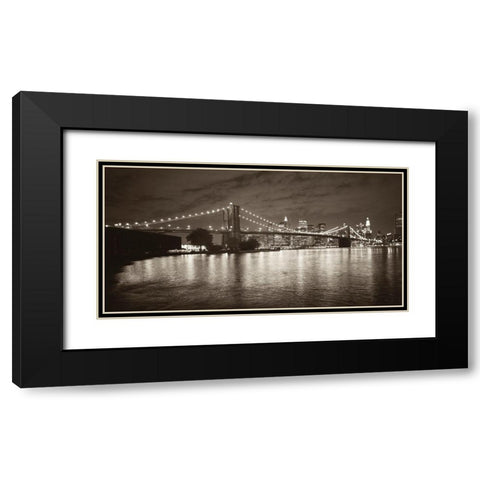 Brooklyn Bridge at Night Black Modern Wood Framed Art Print with Double Matting by Butcher, Dave