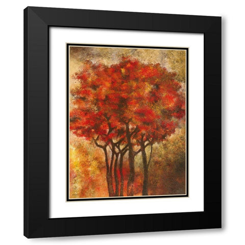 Arbres Rouges Black Modern Wood Framed Art Print with Double Matting by Gack, Jean-Pierre