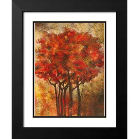 Arbres Rouges Black Modern Wood Framed Art Print with Double Matting by Gack, Jean-Pierre