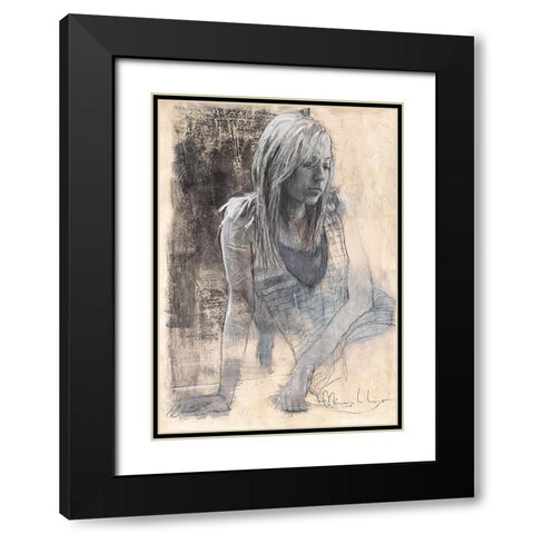 Caroline Black Modern Wood Framed Art Print with Double Matting by Longo, Massimiliano