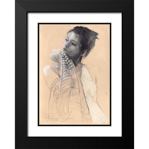 Eleanor VIII Black Modern Wood Framed Art Print with Double Matting by Longo, Massimiliano