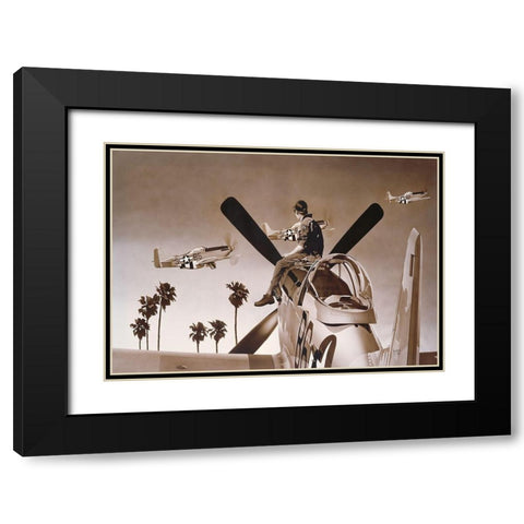 Air Training Black Modern Wood Framed Art Print with Double Matting by Tempier, Guy