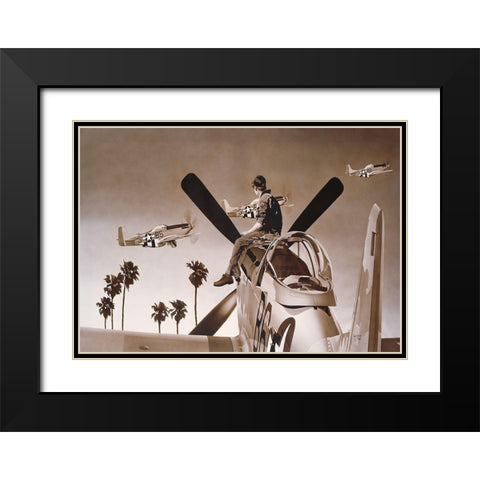 Air Training Black Modern Wood Framed Art Print with Double Matting by Tempier, Guy