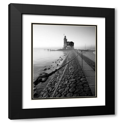 Lighthouse Black Modern Wood Framed Art Print with Double Matting by Duczynski, Maciej