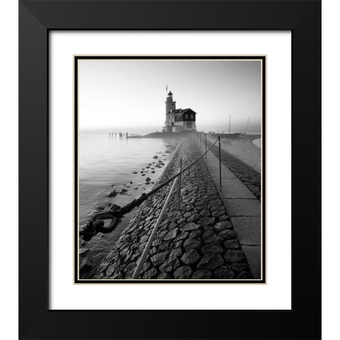Lighthouse Black Modern Wood Framed Art Print with Double Matting by Duczynski, Maciej