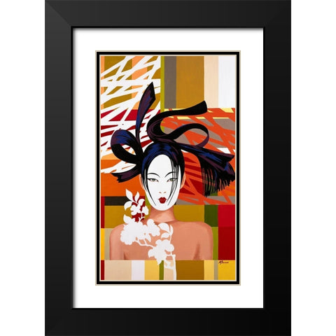 MAYUMI Black Modern Wood Framed Art Print with Double Matting by Bernard, Anne