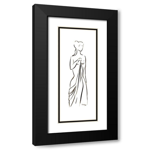 Aglae Black Modern Wood Framed Art Print with Double Matting by Marteau, Frederique