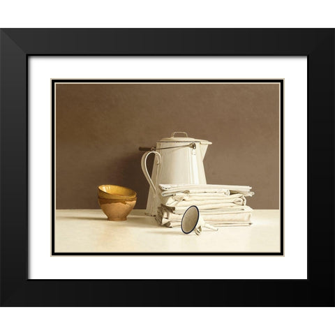 White Can and white Cloths Black Modern Wood Framed Art Print with Double Matting by de Bont, Willem