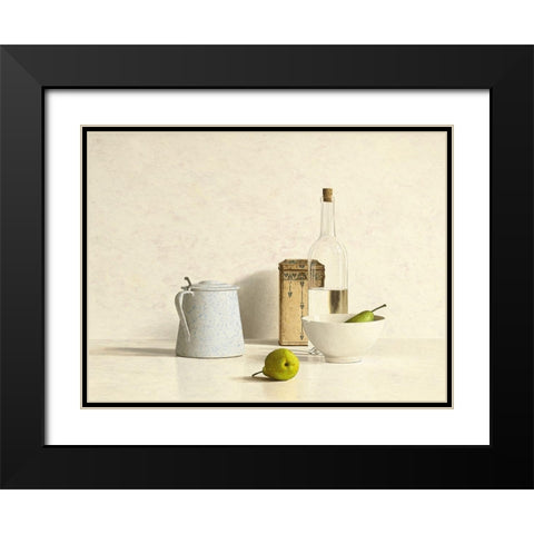 Two Pears-Bottle-Can and Jug Black Modern Wood Framed Art Print with Double Matting by de Bont, Willem