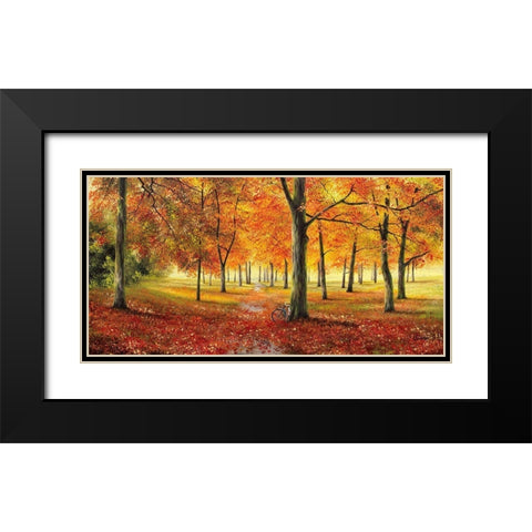Herbstimpression Black Modern Wood Framed Art Print with Double Matting by Richter, Cornelia