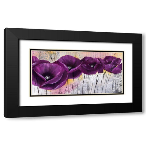 Pavot violet I Black Modern Wood Framed Art Print with Double Matting by Zacher-Finet, Isabelle