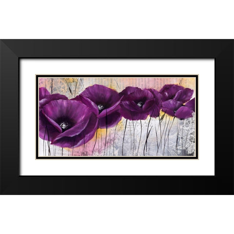 Pavot violet I Black Modern Wood Framed Art Print with Double Matting by Zacher-Finet, Isabelle