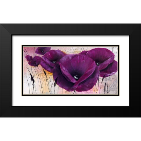 Pavot violet II Black Modern Wood Framed Art Print with Double Matting by Zacher-Finet, Isabelle
