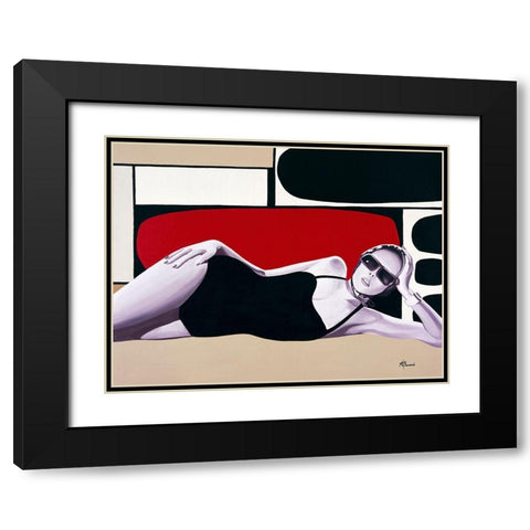 Femme Maillot de bain Black Modern Wood Framed Art Print with Double Matting by Bernard, Anne