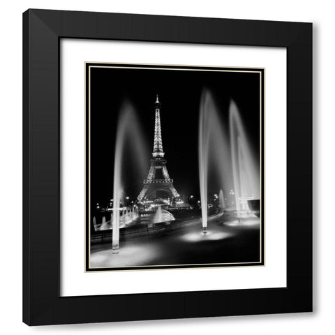 Eiffel Tower Fountains Black Modern Wood Framed Art Print with Double Matting by Butcher, Dave