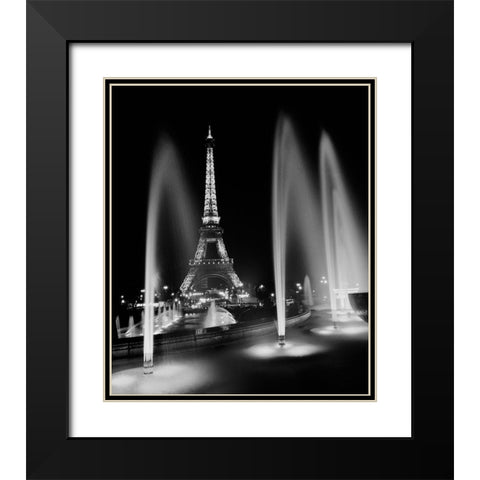 Eiffel Tower Fountains Black Modern Wood Framed Art Print with Double Matting by Butcher, Dave