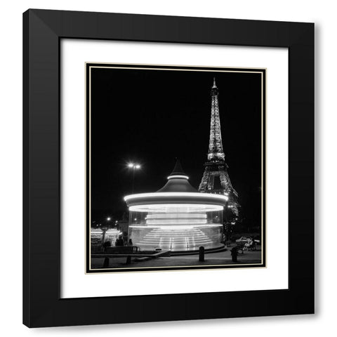 Eiffel Tower Merry Go Round Black Modern Wood Framed Art Print with Double Matting by Butcher, Dave