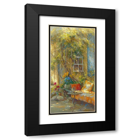 A l heure du the Black Modern Wood Framed Art Print with Double Matting by Messely, Johan