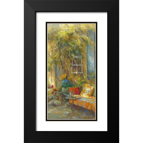 A l heure du the Black Modern Wood Framed Art Print with Double Matting by Messely, Johan