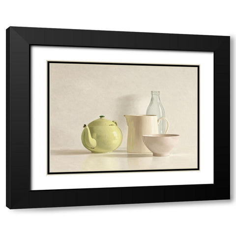 Yellow Teapot-Bottle-Bowl and Jug Black Modern Wood Framed Art Print with Double Matting by de Bont, Willem