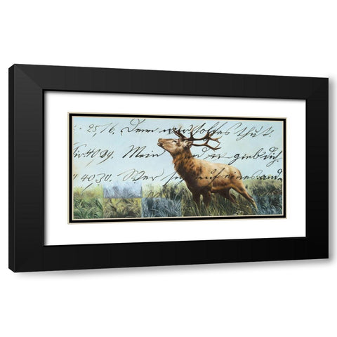 Hirsch II Black Modern Wood Framed Art Print with Double Matting by Shirin Donia
