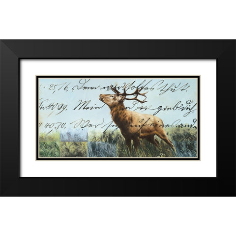 Hirsch II Black Modern Wood Framed Art Print with Double Matting by Shirin Donia