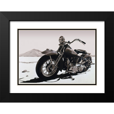 Desert Stone Black Modern Wood Framed Art Print with Double Matting by Tempier, Guy