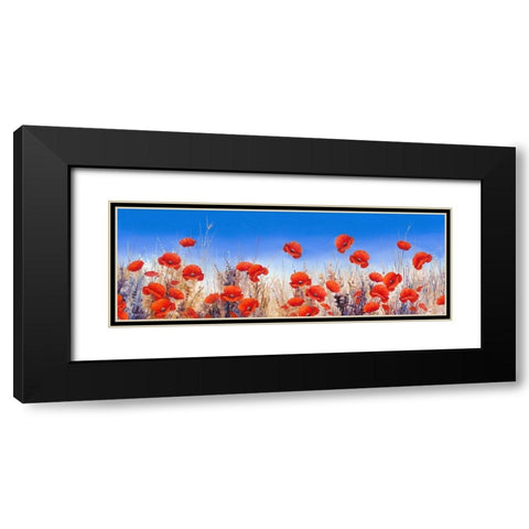 Poppy Landscape Black Modern Wood Framed Art Print with Double Matting by Mayes, Hilary
