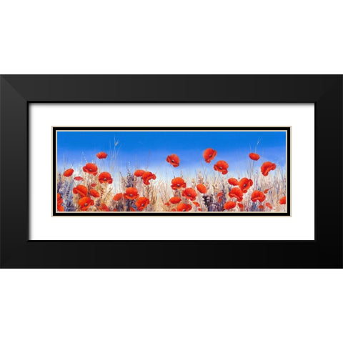 Poppy Landscape Black Modern Wood Framed Art Print with Double Matting by Mayes, Hilary